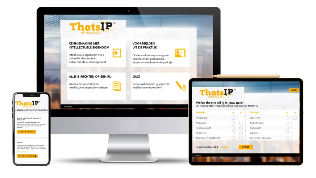 Website That's IP op een desktop computer, tablet en mobiel