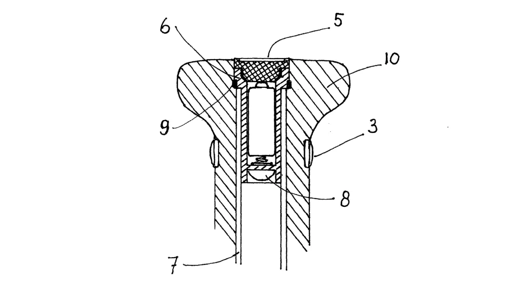 Octrooitekening van een richtingsaanwijzer in een skistok.